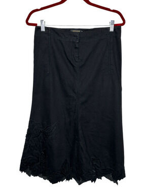 Roberto Cavalli Black Denim Midi Skirt
